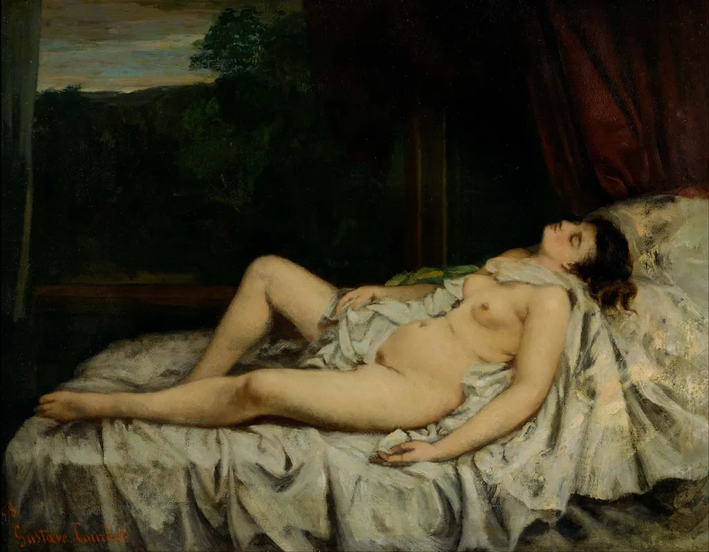 Sleeping Nude, by Gustave Courbet, oil, 1858