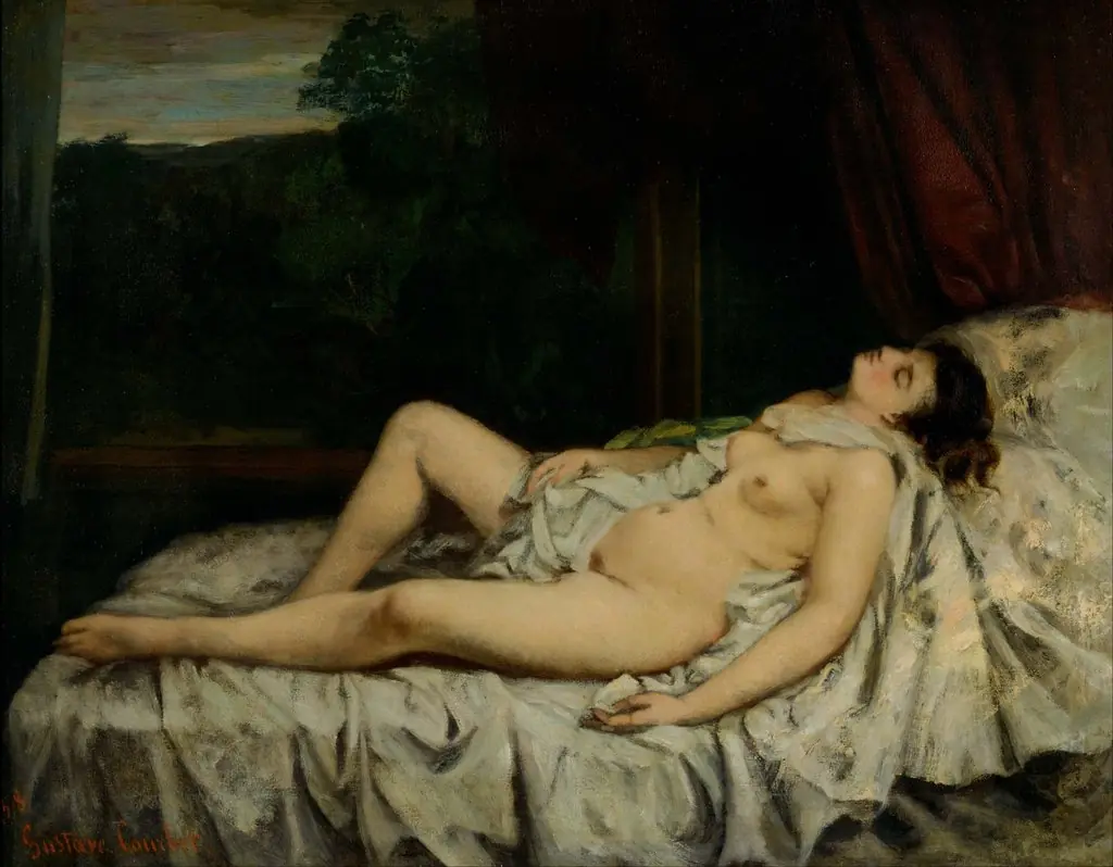 Sleeping Nude, by Gustave Courbet, oil, 1858