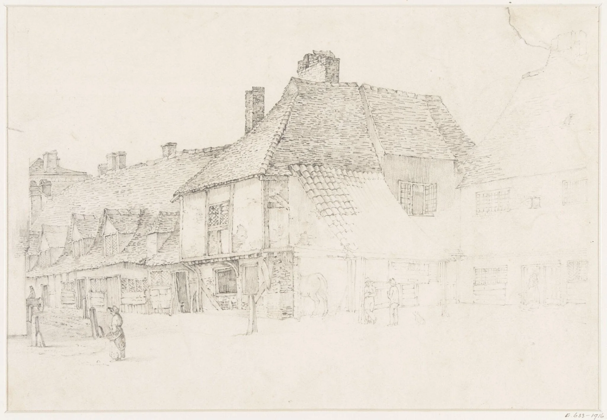 Houses in a village street, detail
