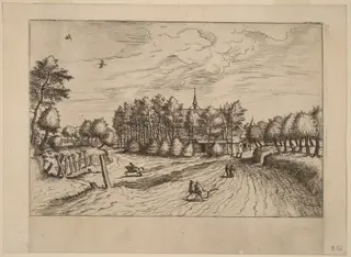 Farm, by Lucas van Doetechum, ink, 1560