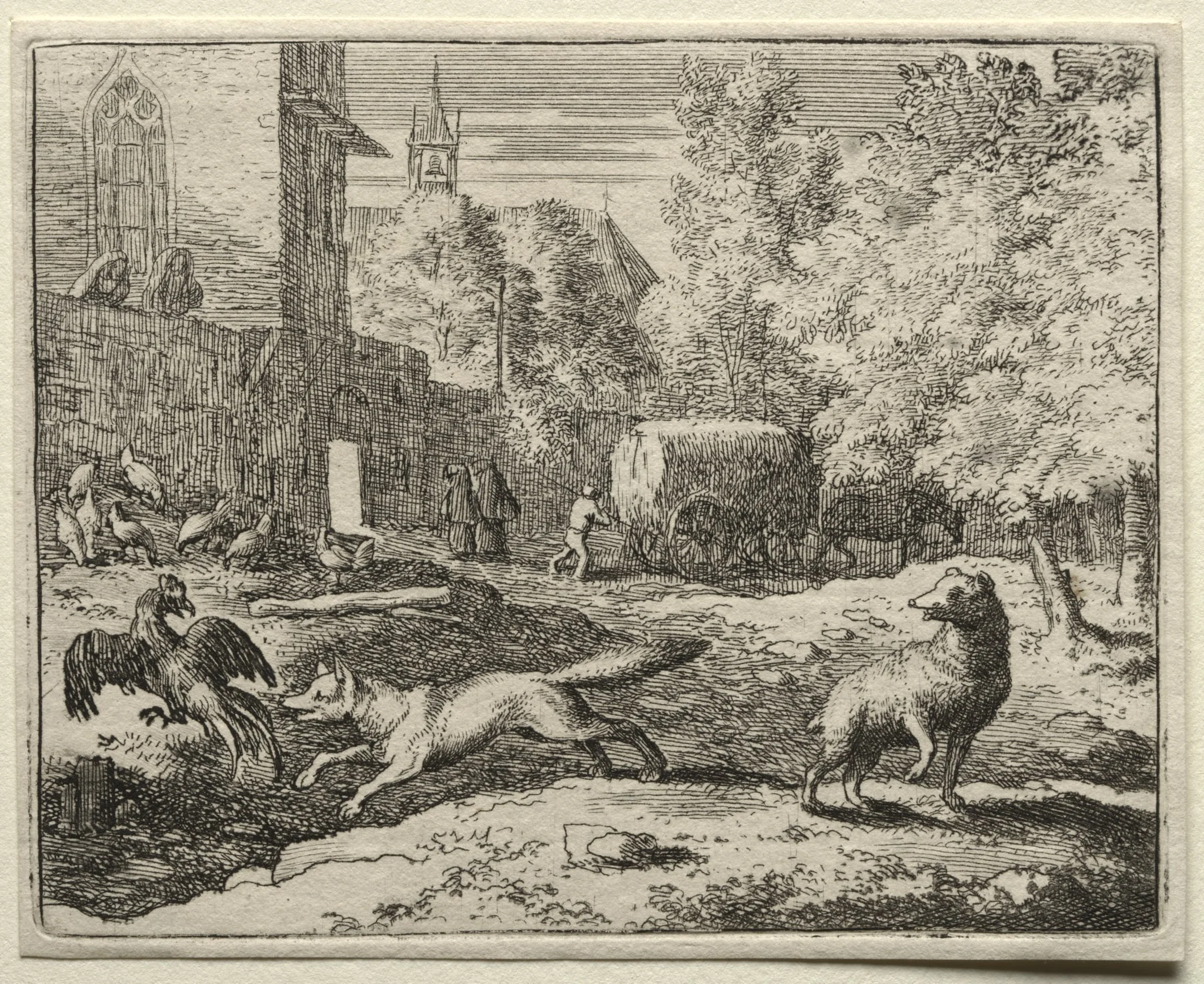 Reynard the Fox: Reynard Chasing Hens, detail