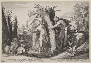 Pan and Syrinx, by Hendrick Goltzius, ink, 1589
