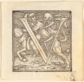 Letter V, by Hans Lützelburger, ink, 1523
