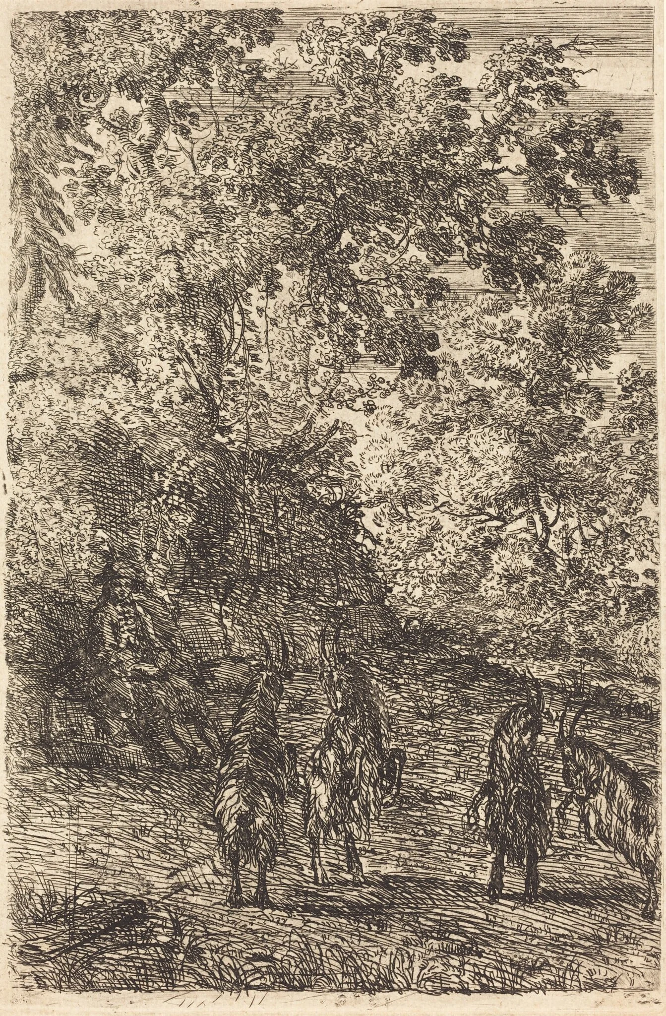 Shepherd with Four Goats (Les quatre chèvres), detail