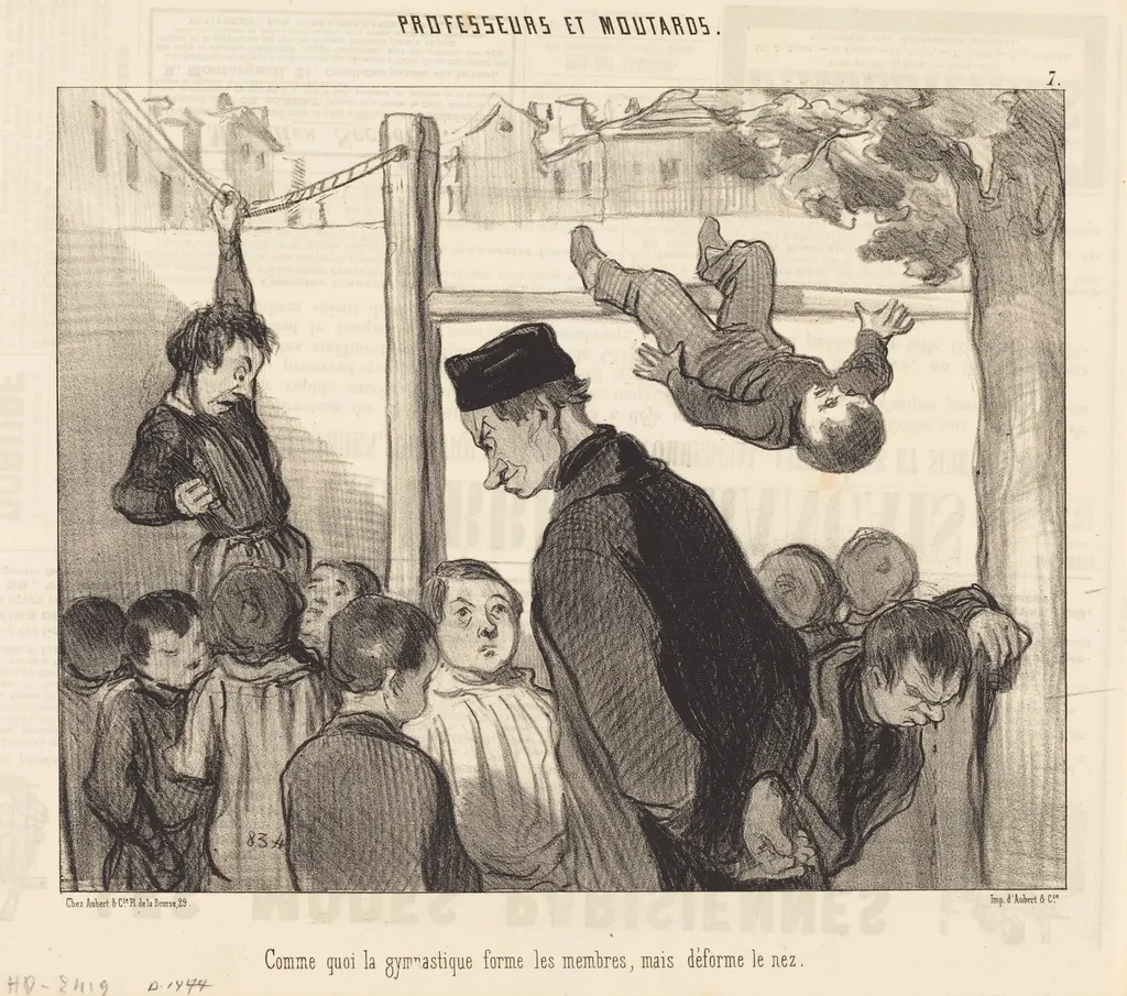 Comme quoi la gymnastique forme les membres..., by Honoré Daumier, ink, 1845