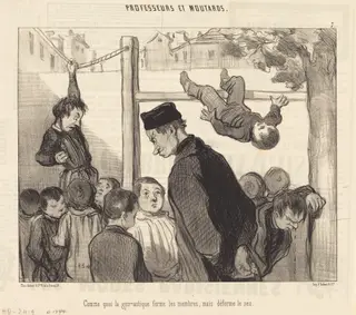 Comme quoi la gymnastique forme les membres..., by Honoré Daumier, ink, 1845