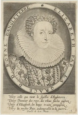 Queen Elizabeth, by Thomas de Leu, ink, 1589