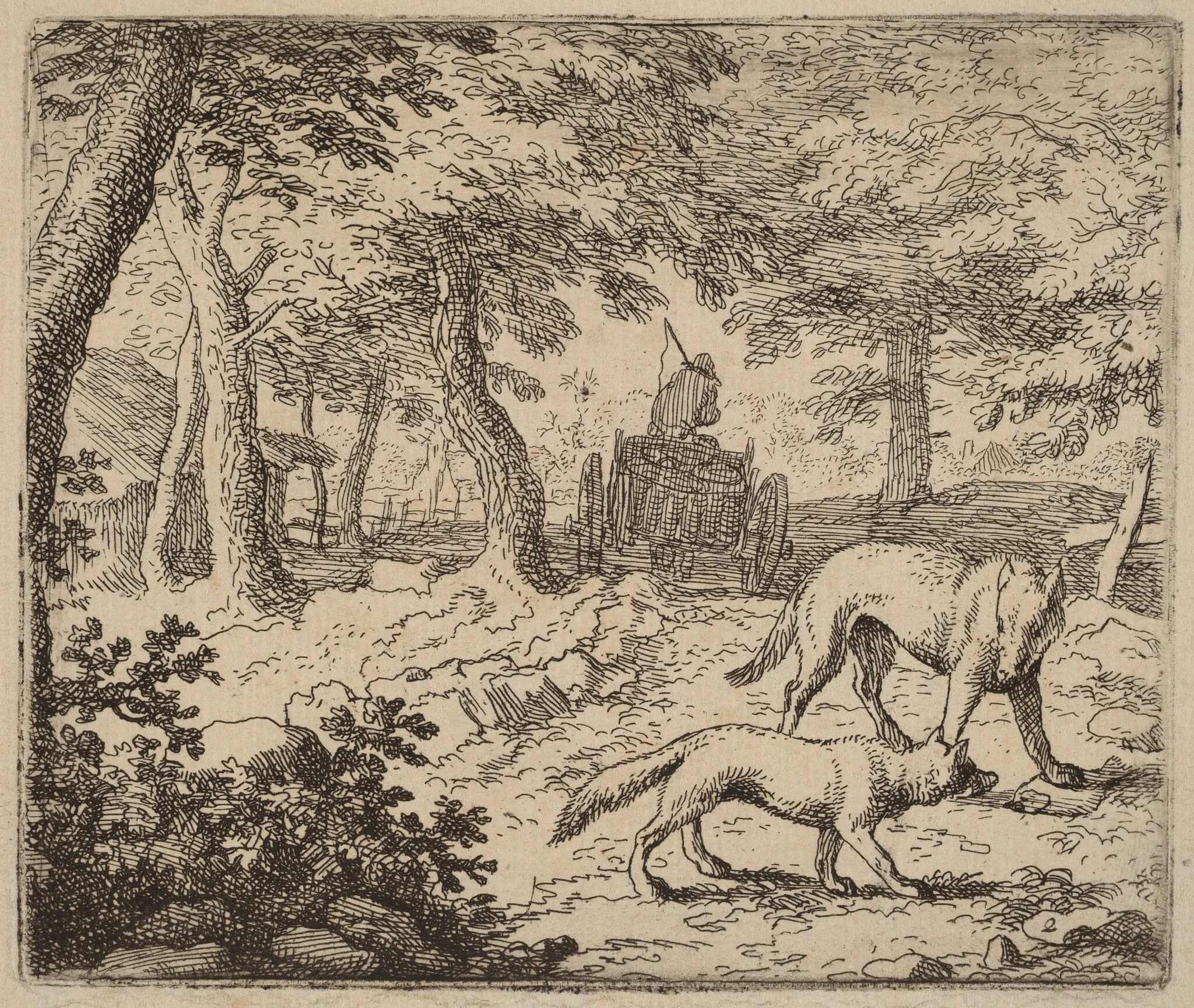 Reynard and the Wolf before the Fish Cart, detail