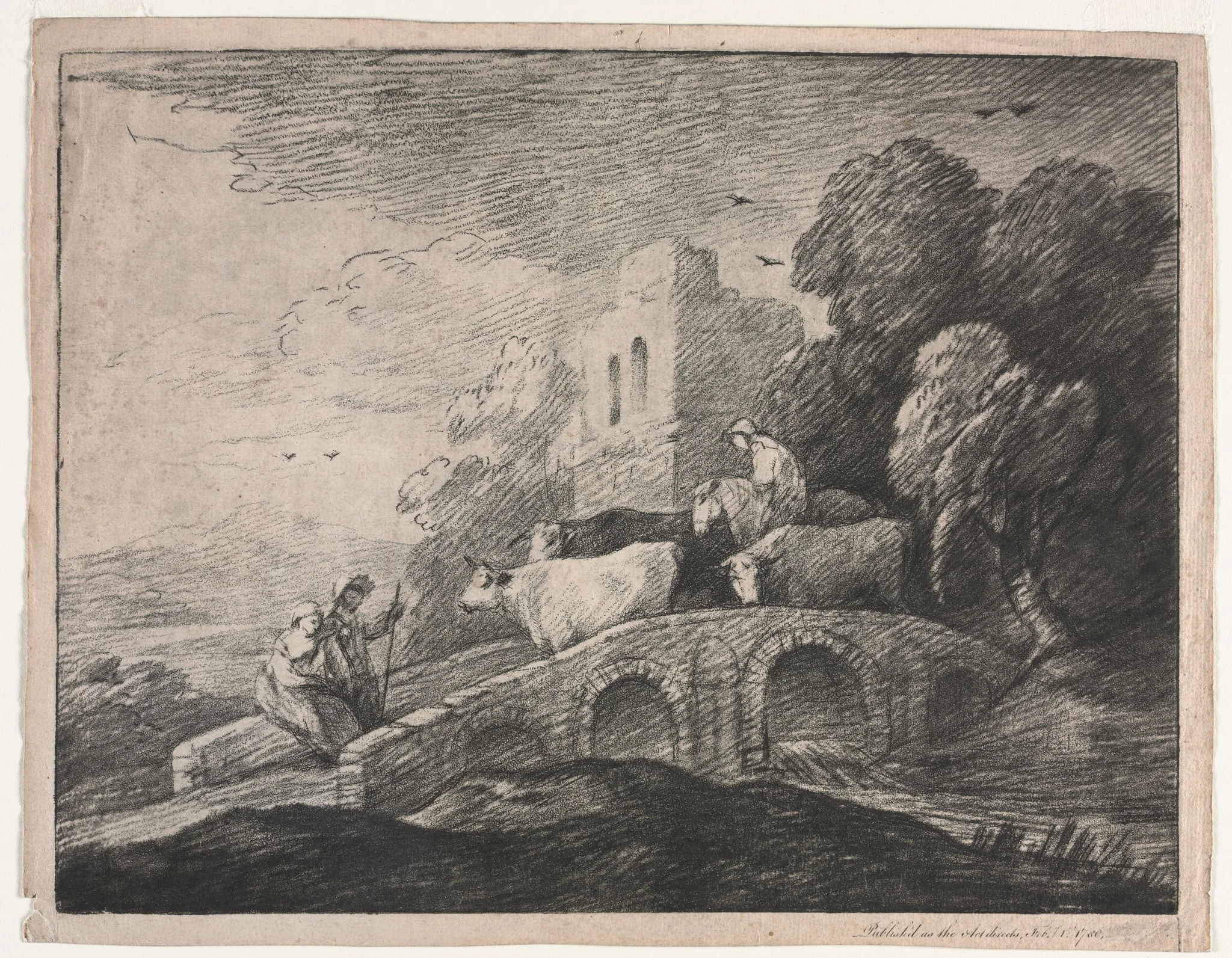 Wooded Landscape with Herdsmen Driving Cattle, detail