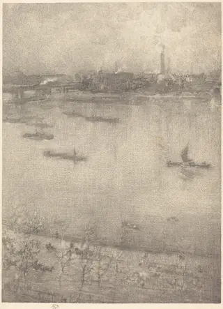 The Thames, by James McNeill Whistler, ink, 1896