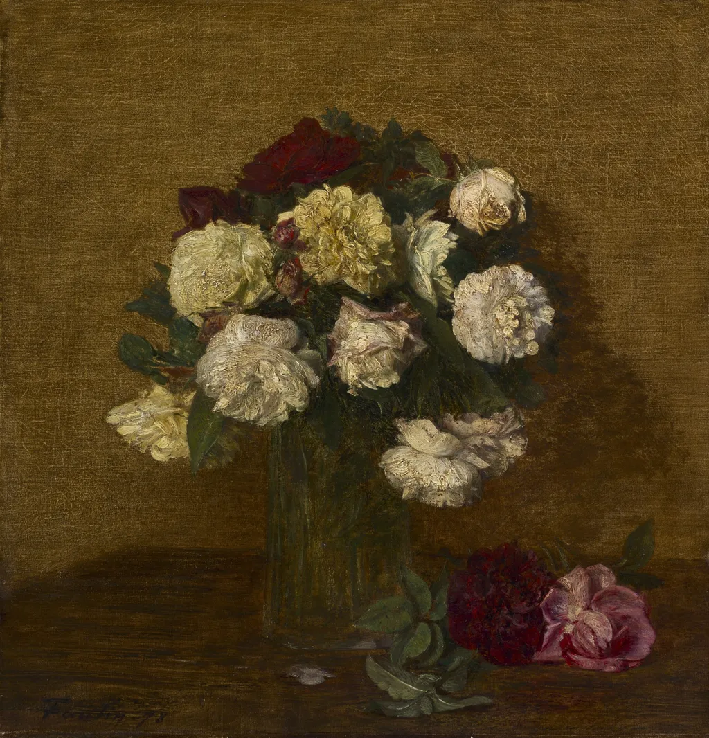 Roses in a Vase, by Henri Fantin-Latour, unspecified, 1890
