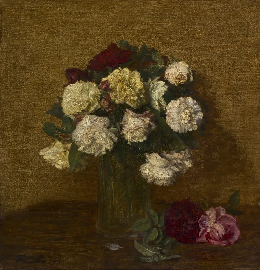 Roses in a Vase, by Henri Fantin-Latour, unspecified, 1890