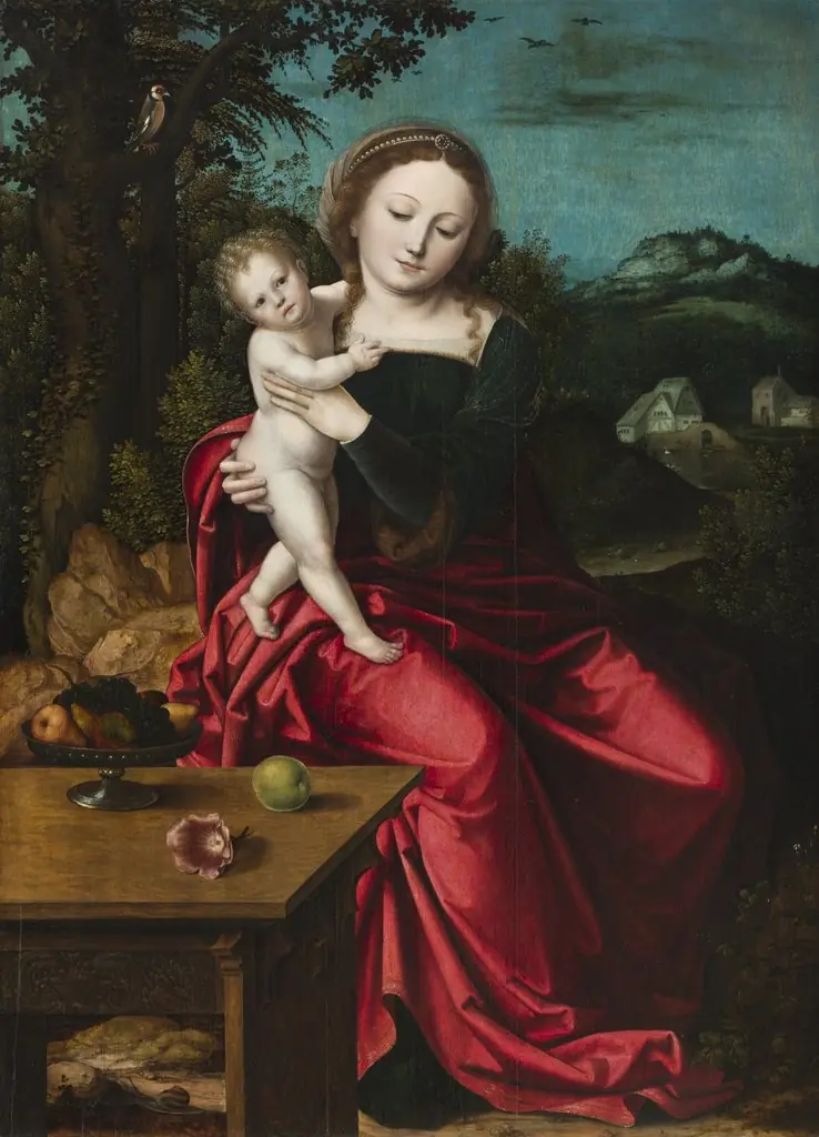 Madonna and Child, by Master with the Parrot, oil, 1515
