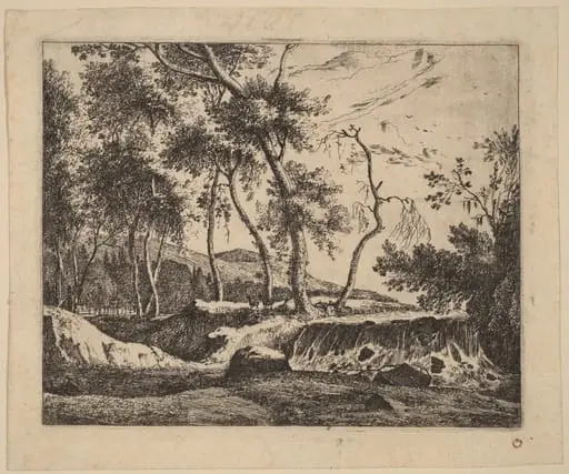 The Waterfall: pl.6, by Melchior Küsel, ink, 1660