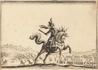Military Commander on Horseback, by Jacques Callot, ink, 1617