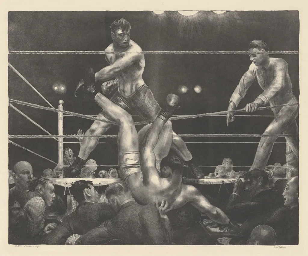 Dempsey and Firpo, by George Bellows, ink, 1924