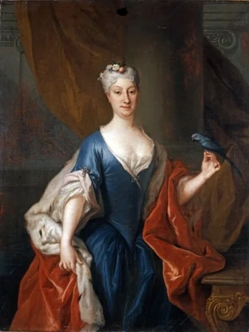 Portrait of Katarzyna Barbara Branicka née Radziwiłł with a parrot., detail