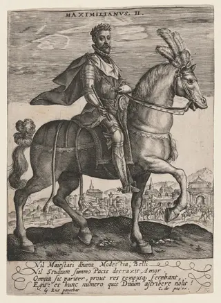 Maximilianus II, by Crispijn van de Passe I, ink, 1604