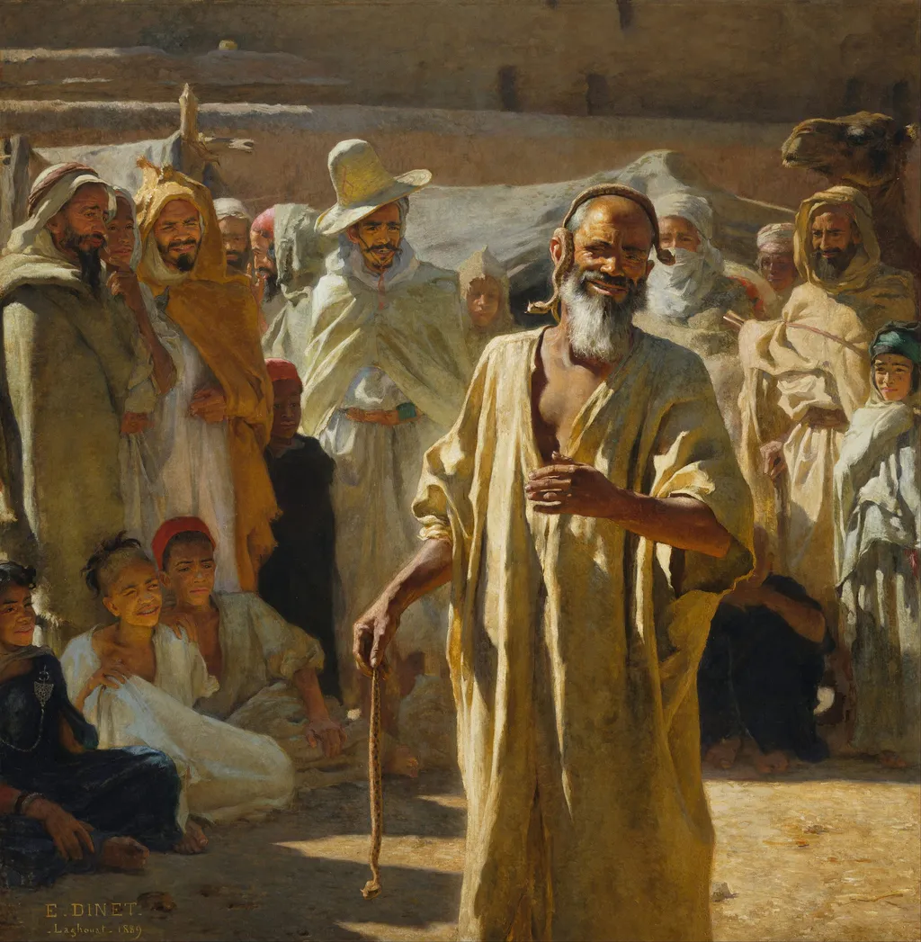 The snake charmer, by Nasreddine Dinet, oil, 1895