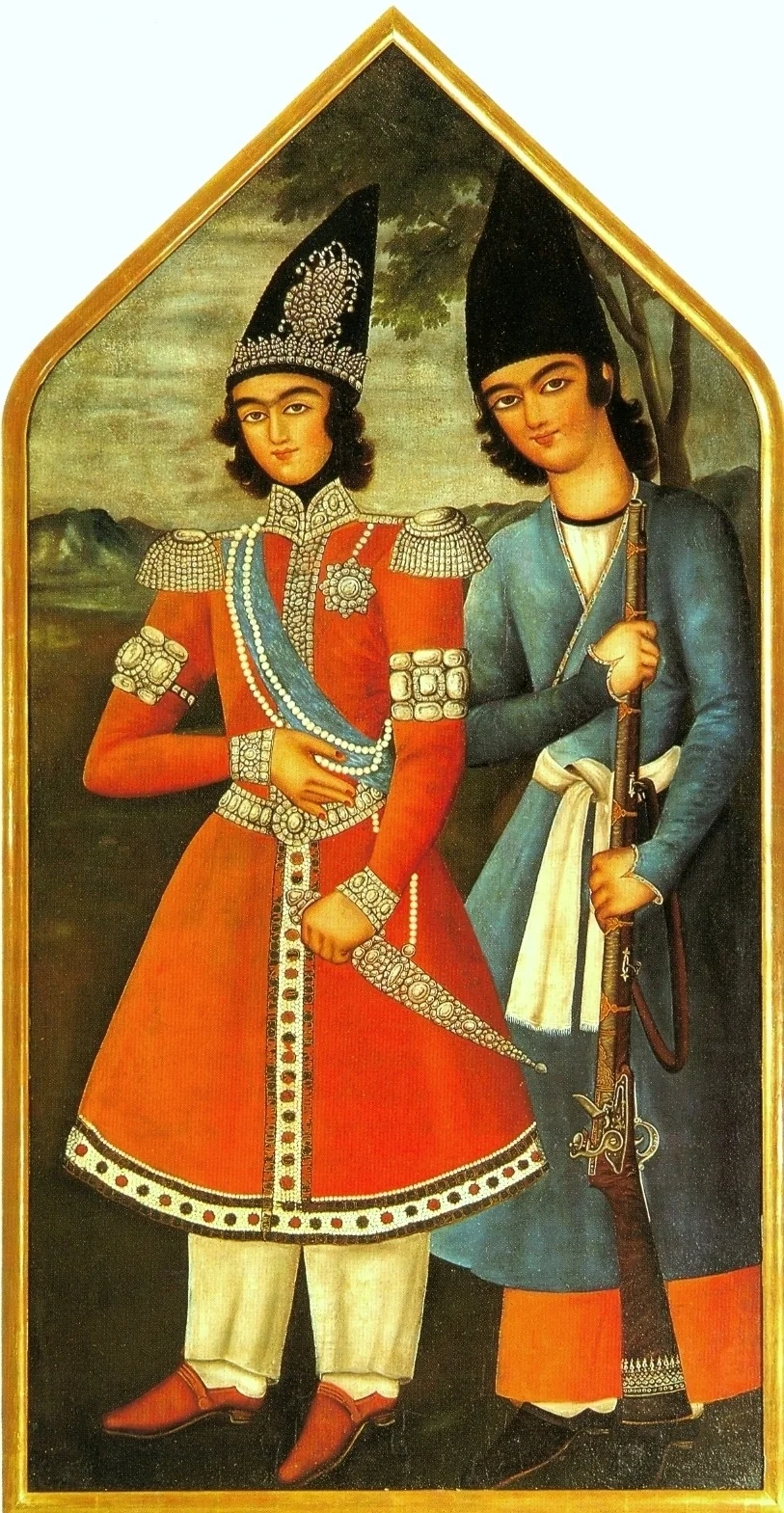 A Qajar prince and his attendant, detail