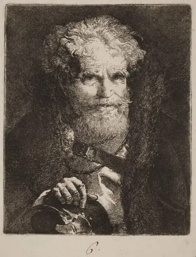 Old Man with a Helmet, by Giovanni Domenico Tiepolo, ink, 1762