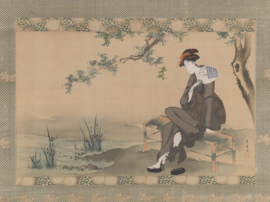 Woman Cooling Herself, by Utagawa Toyohiro, unspecified, 1800