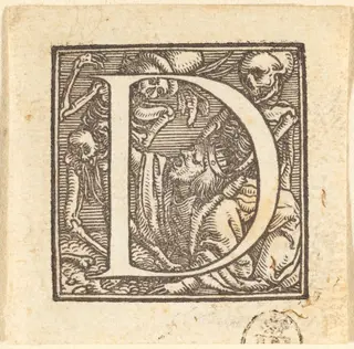 Letter D, by Hans Lützelburger, ink, 1523