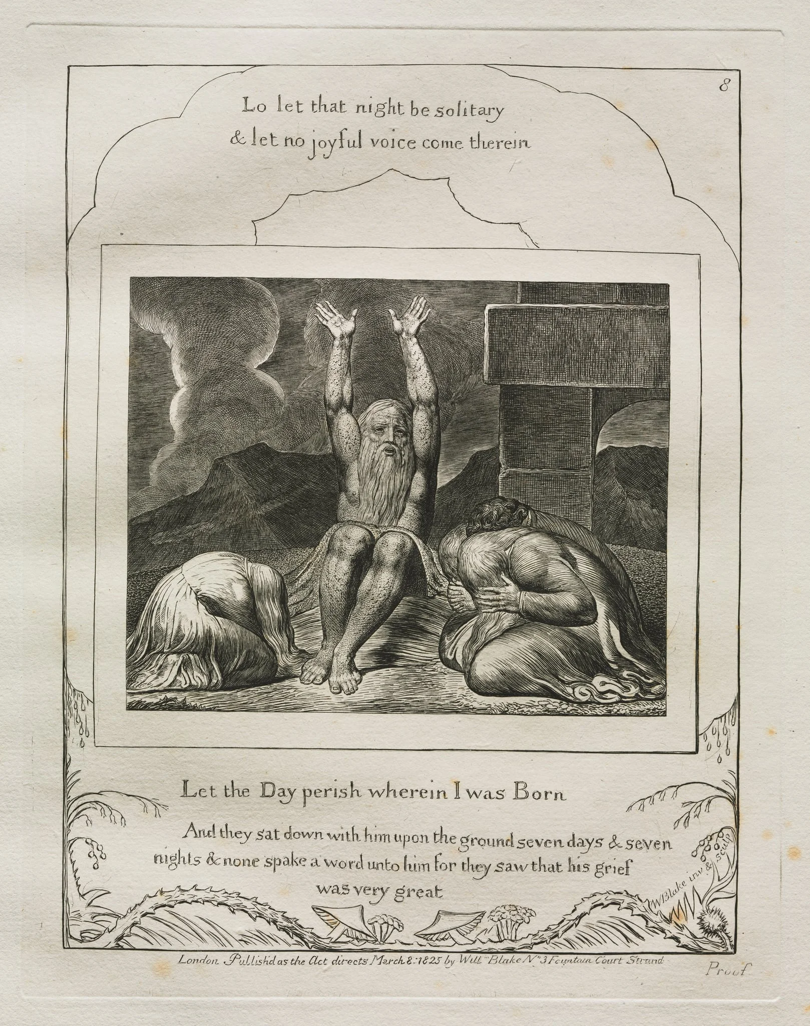 The Book of Job: Pl. 8, Let the Day perish wherein I was Born, detail