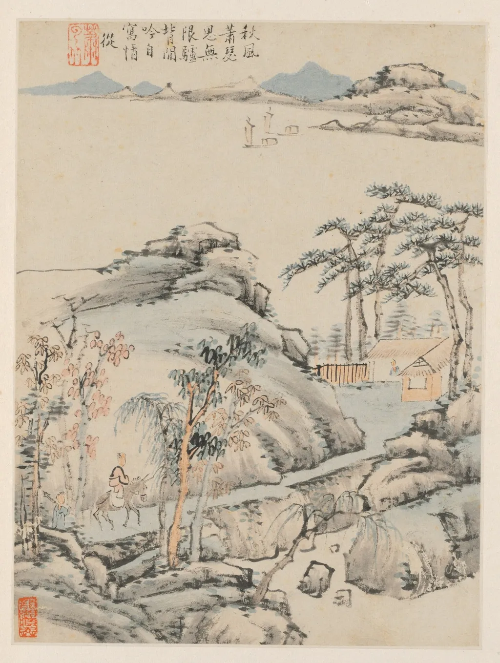 Album of Seasonal Landscapes, Leaf F (previous leaf 5), by Xiao Yuncong, unspecified, 1668