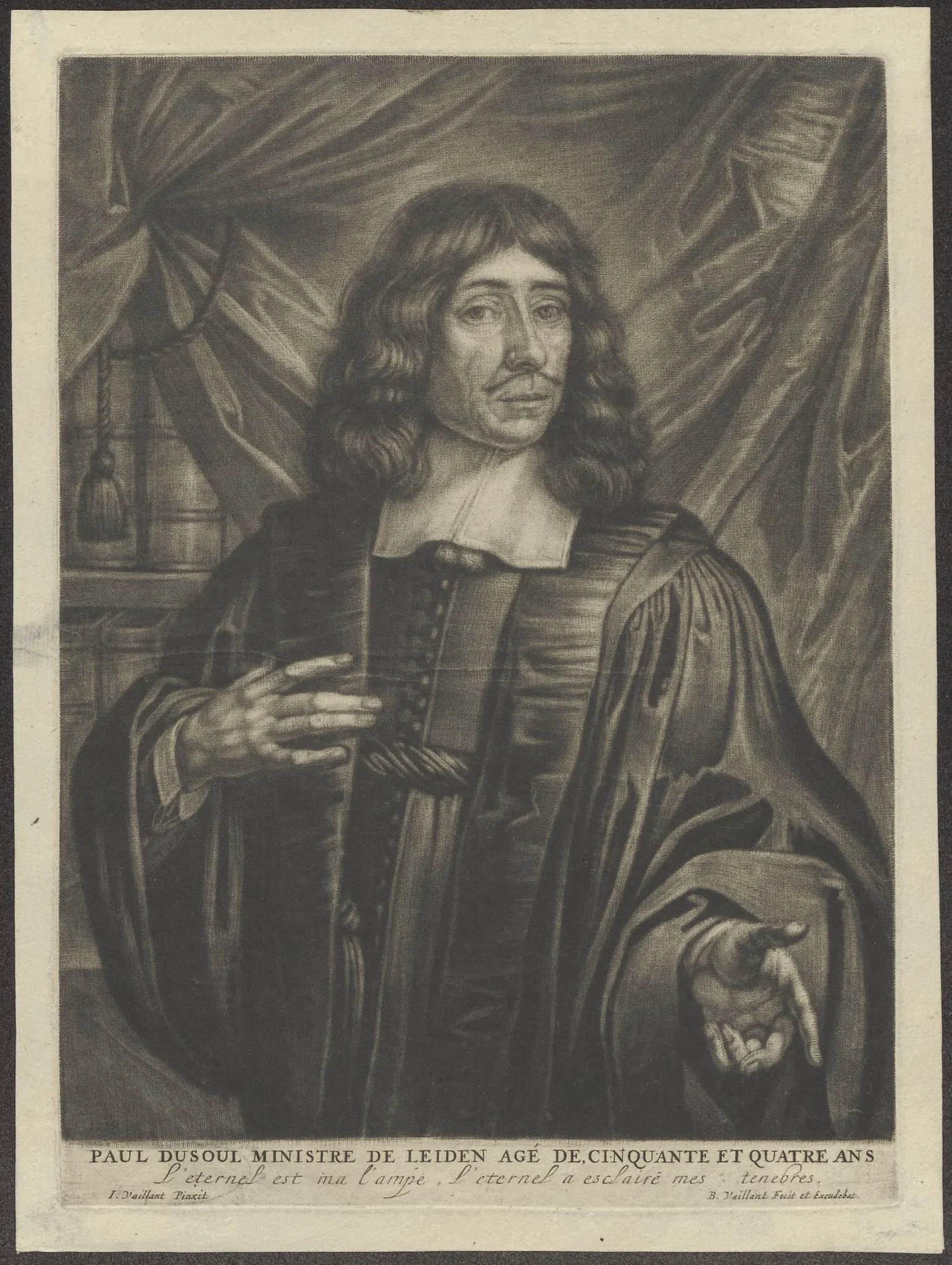 Portrait of Paul Dusoul, minister in Leiden, detail