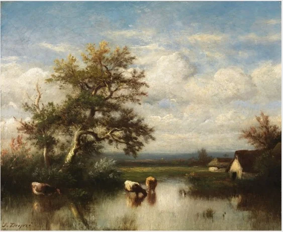 Cows in a Pond, detail
