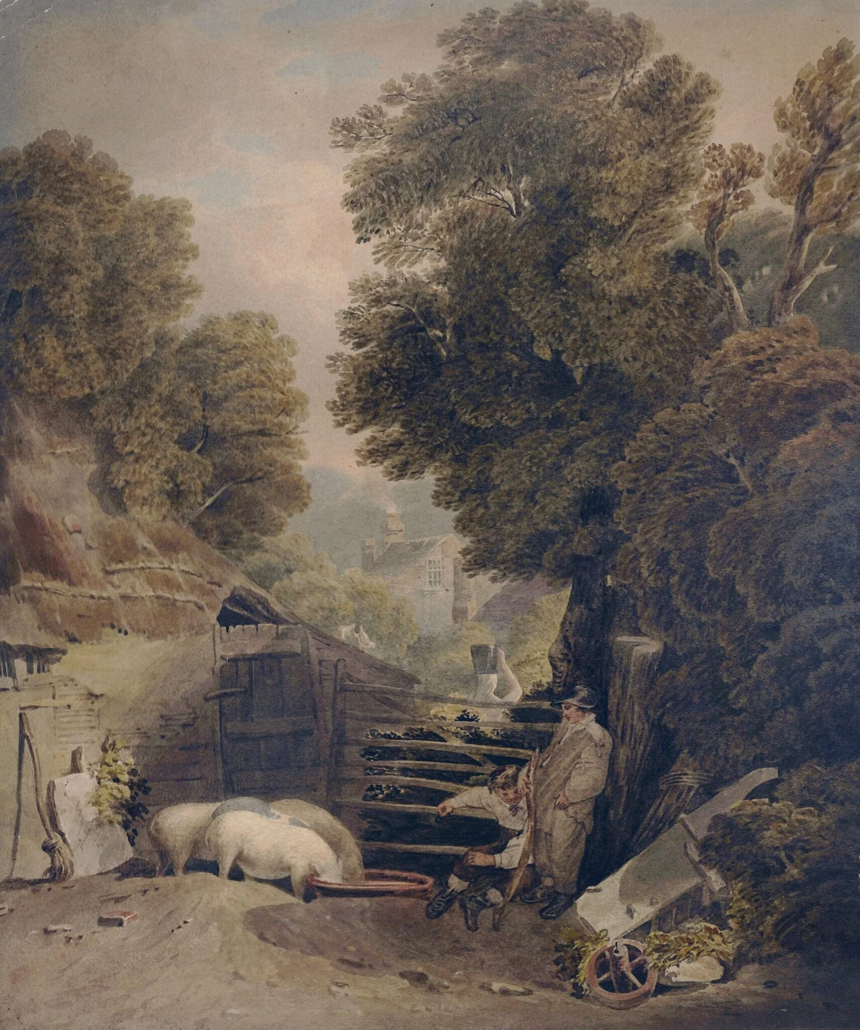 Landscape and Figures : Scene in Windsor Forest, detail