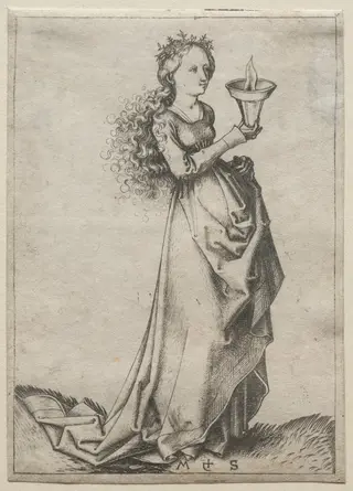 The First Wise Virgin, by Martin Schongauer, 1474