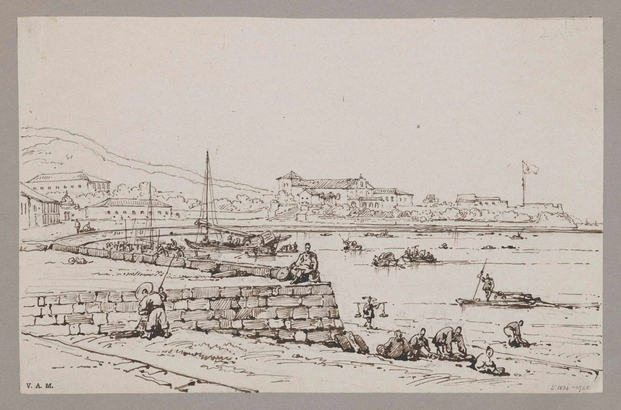 The bay, Macau, with the church and fort of S. Francisco, detail
