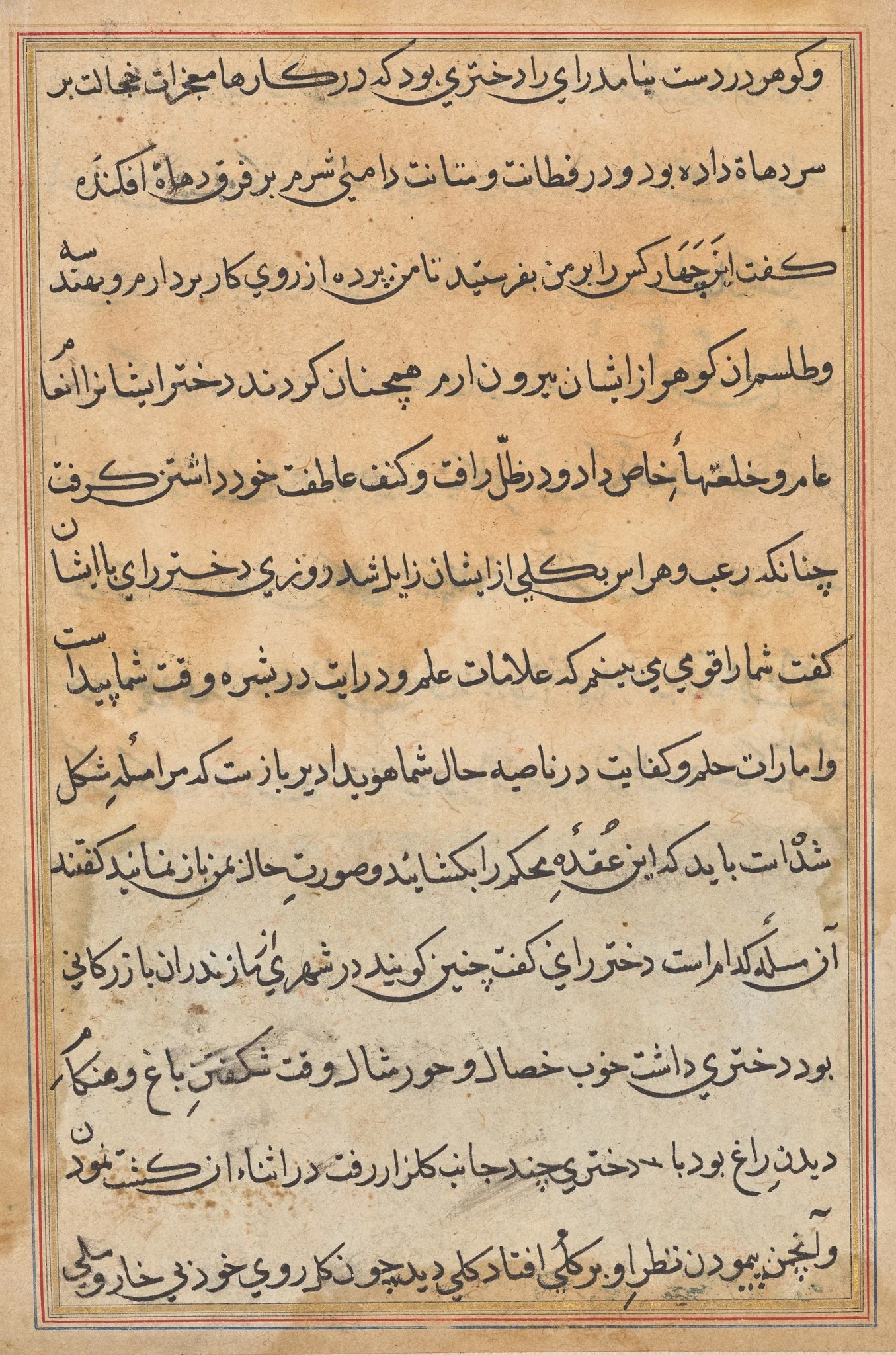 Page from Tales of a Parrot (Tuti-nama): text page, detail