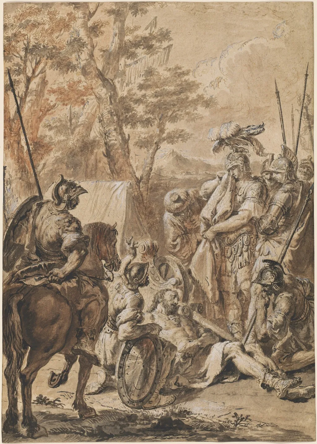 Alexander the Great before the Corpse of Darius, by Francesco Fontebasso, chalk, 1760