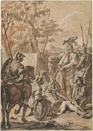 Alexander the Great before the Corpse of Darius, by Francesco Fontebasso, chalk, 1760