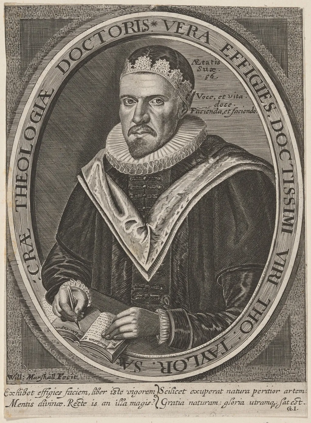 Thomas Taylor, D.D., by William Marshall, ink, 1623