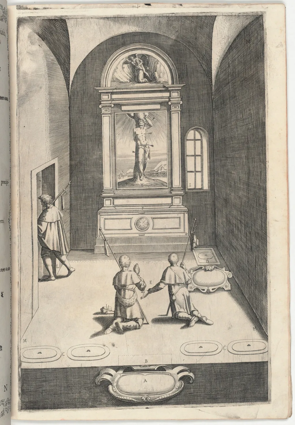 Chapel of Saint Sebastian (Cappella di San Sebastiano) [plate N], by Jacopo Ligozzi, ink, 1612