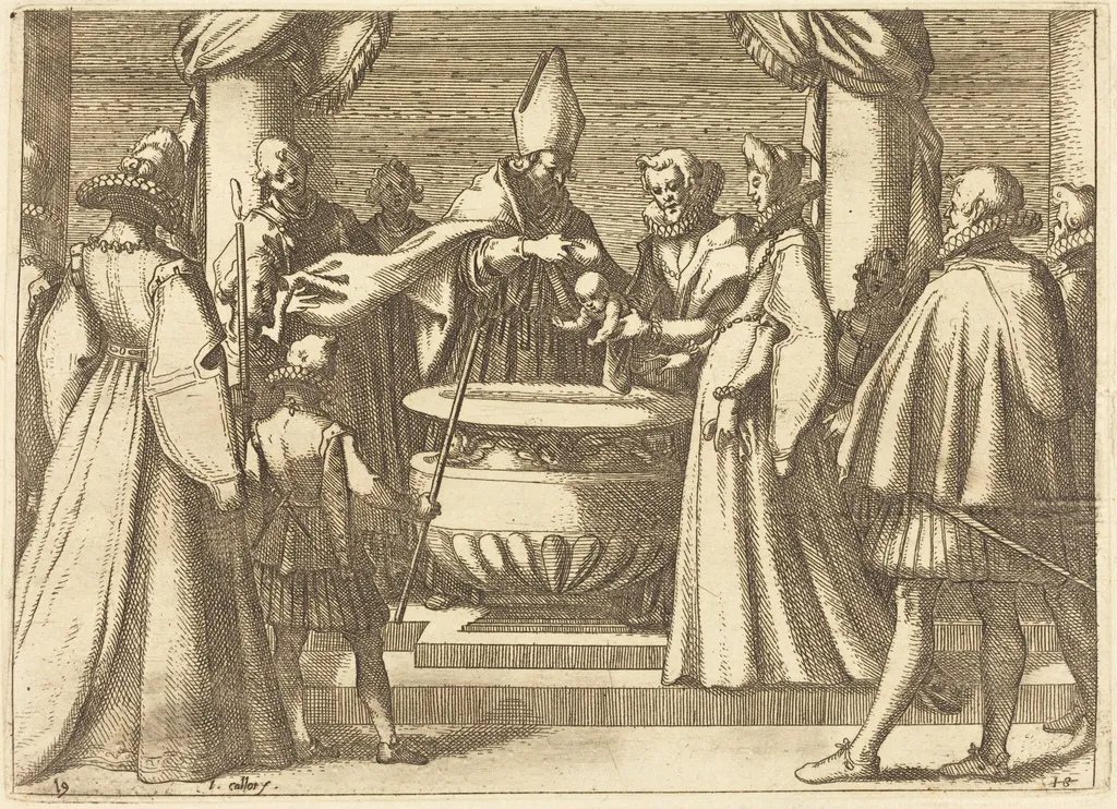 Baptism of the Prince of Spain, by Jacques Callot, ink, 1612