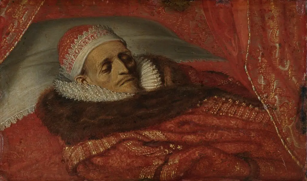 Stadtholder Prince Maurice Lying in State, by Adriaen van de Venne, oil, 1625