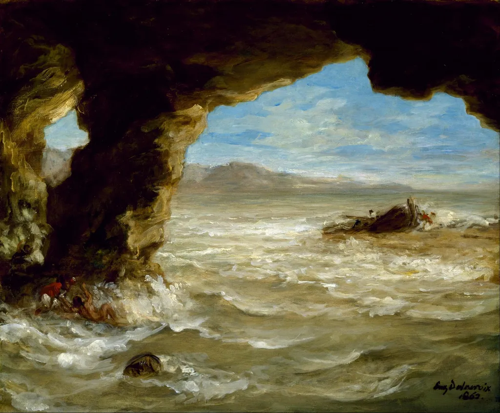 Shipwreck on the Coast, by Eugène Delacroix, oil, 1862