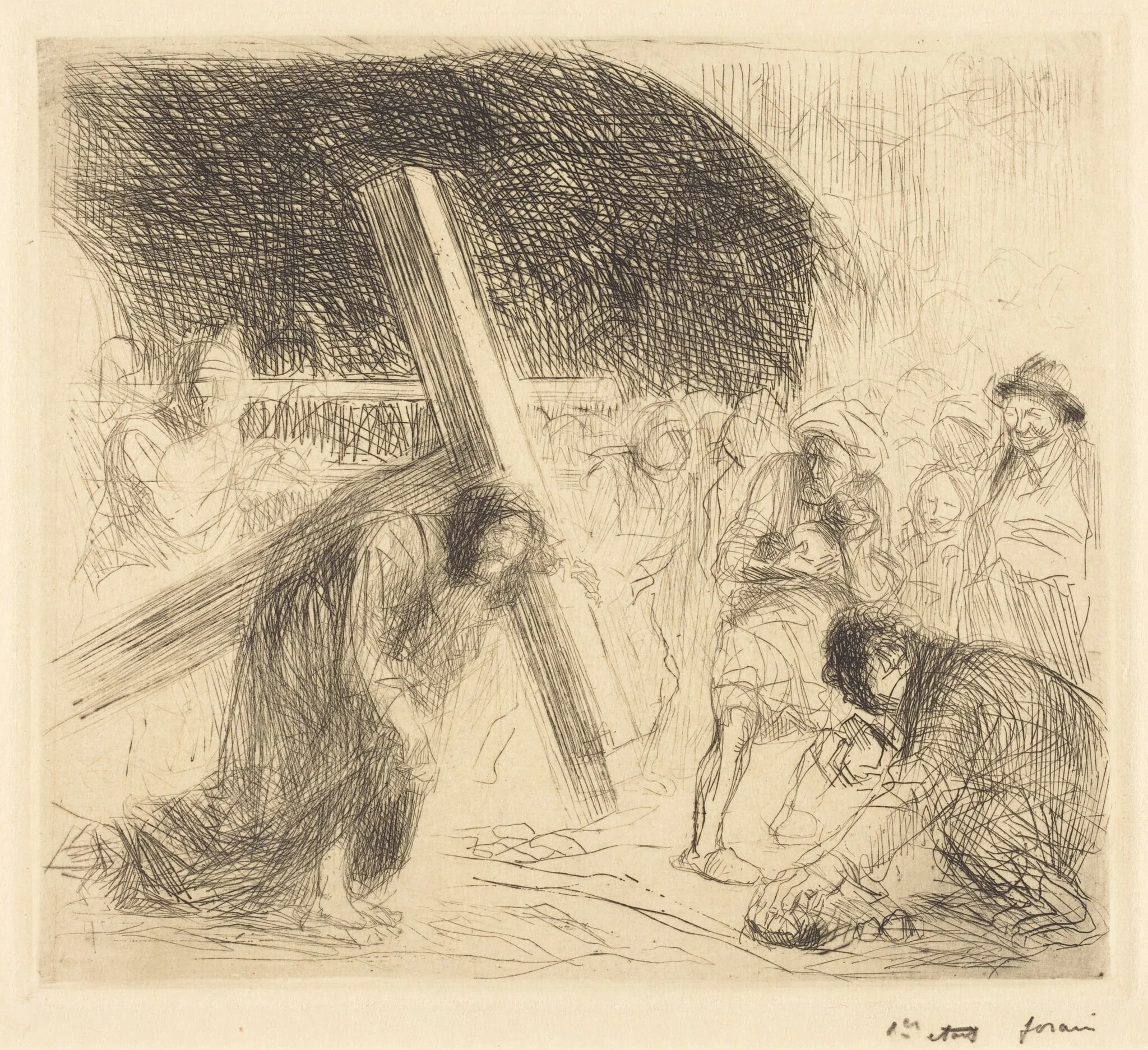 Le Christ portant sa croix (7e planche) (Christ Carrying the Cross) (seventh plate), detail