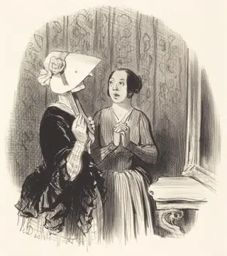 Un Chapeau Pamèla, by Honoré Daumier, ink, 1845