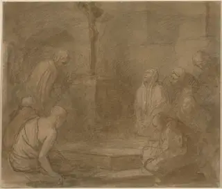 At the Foot of the Cross, by Alphonse Legros, ink, 1874