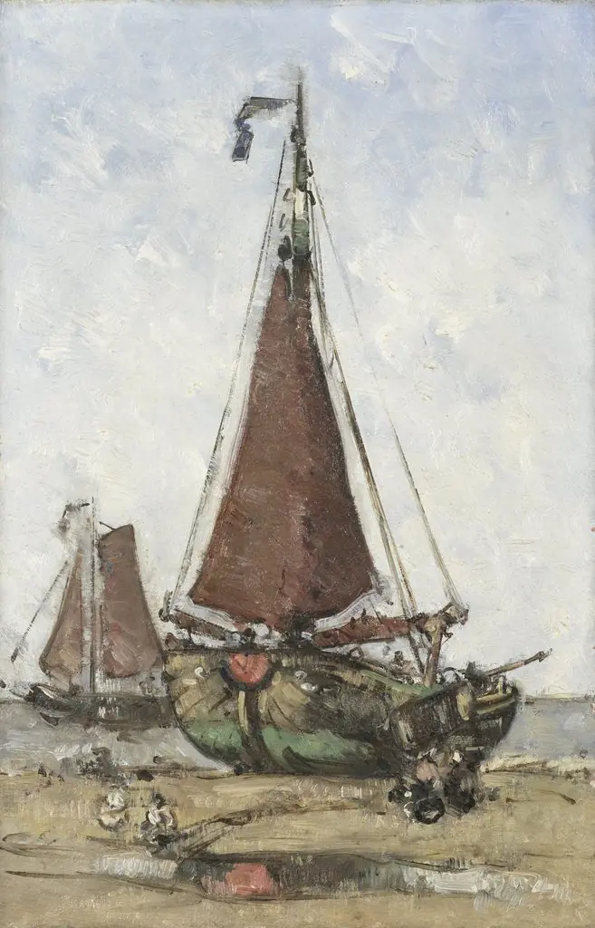 Bluff-bowed Fishing Boat on the Beach, by Joannes Barnardus Antonius Maria Westerwoudt, oil, 1897