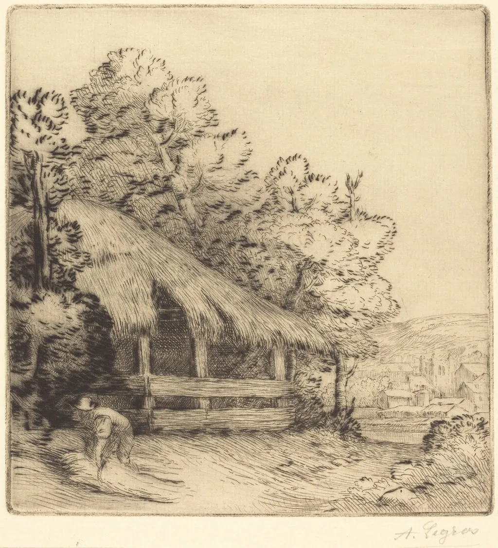 Little Shelter (Le petit hangar), by Alphonse Legros, ink, 1874