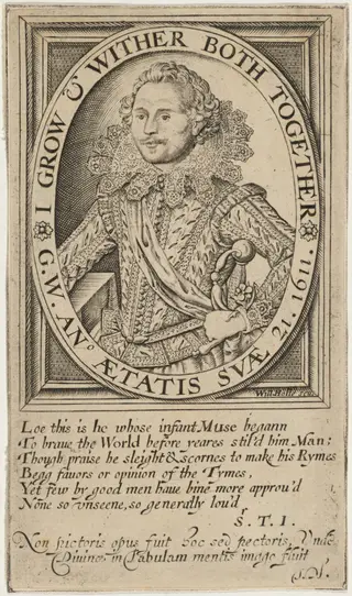George Wither, by William Hole, ink, 1613