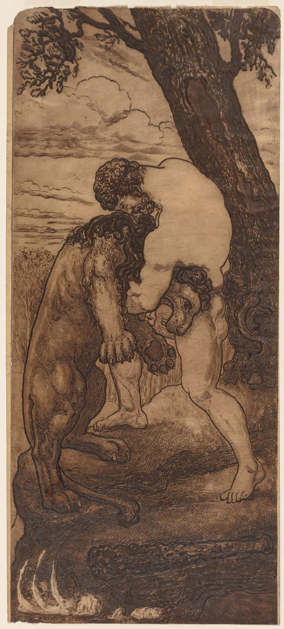Hercules and the Nemean Lion, detail