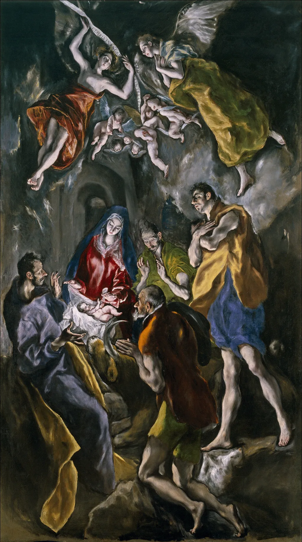Adoration of the Shepherds, by El Greco, oil, 1612